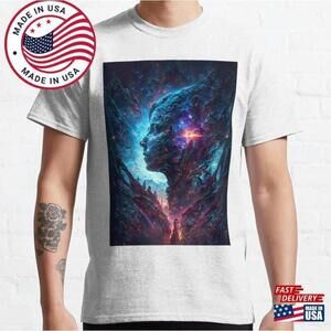 Blue Galaxia Abstract Woman Face Art Graphic Unisex T-Shirt